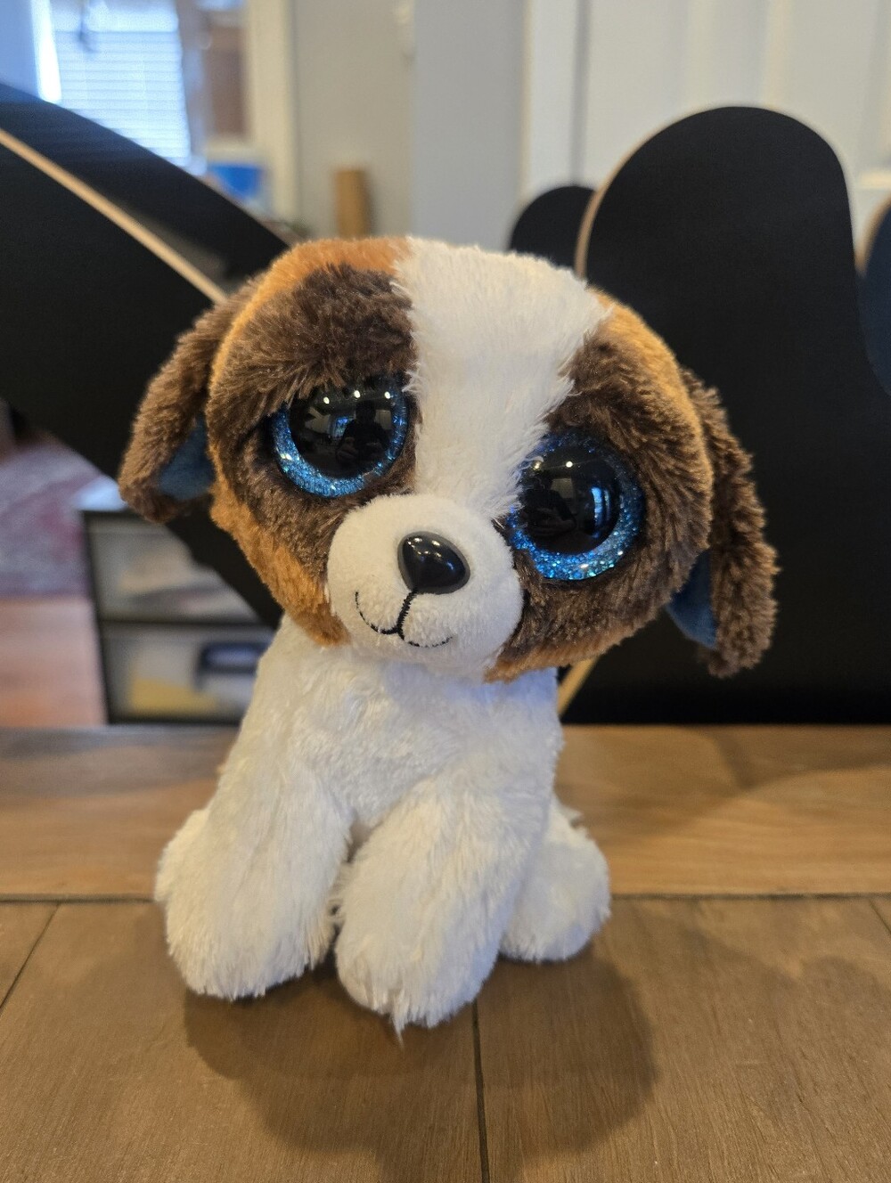 Ty Beanie Boo Duke Puppy Sparkling Blue Eyes Brown & White Plush